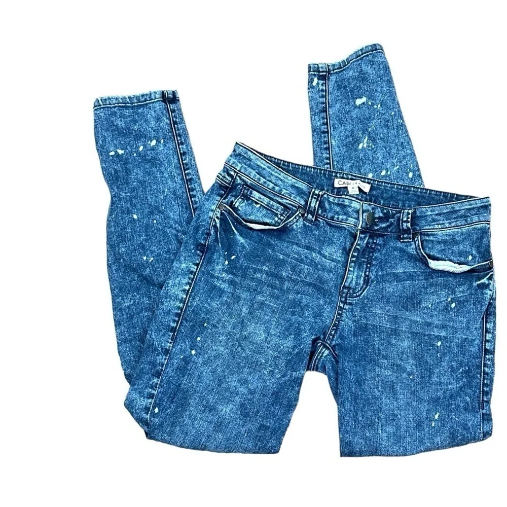 Cabi- Skinny Mid Rise Distressed Jeans- Size 8